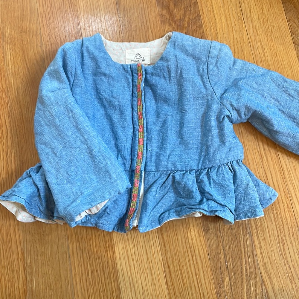 Maison Frida Peplum Zipper front Light cotton baby Jacket Coat 6-9 months